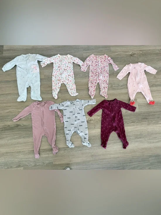 Baby Footed Sleepers Bundle - Mixed Pink, Mauve, Gray, Burgundy, White