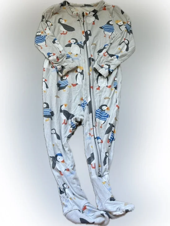 Angel Dear Grey Puffin Print One-Piece Sleeper