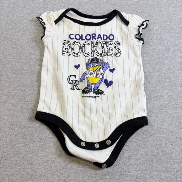 MLB Genuine Merchandise Gray Colorado Rockies Bodysuit 3-6 Months Short Sleeve
