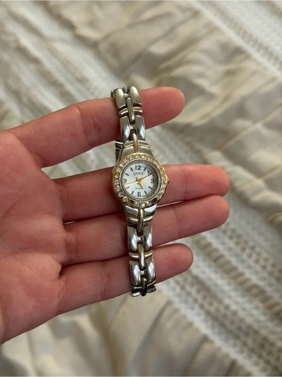 GVNY Two-Tone Crystal Accent Women's Bracelet Watch - Silver & Gold