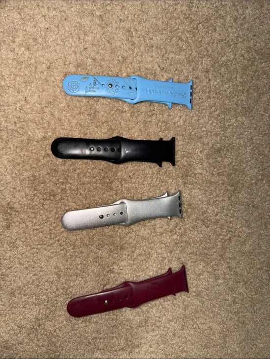 Interchangeable Silicone Watch Bands - Light Blue, Black, Silver, Burgundy