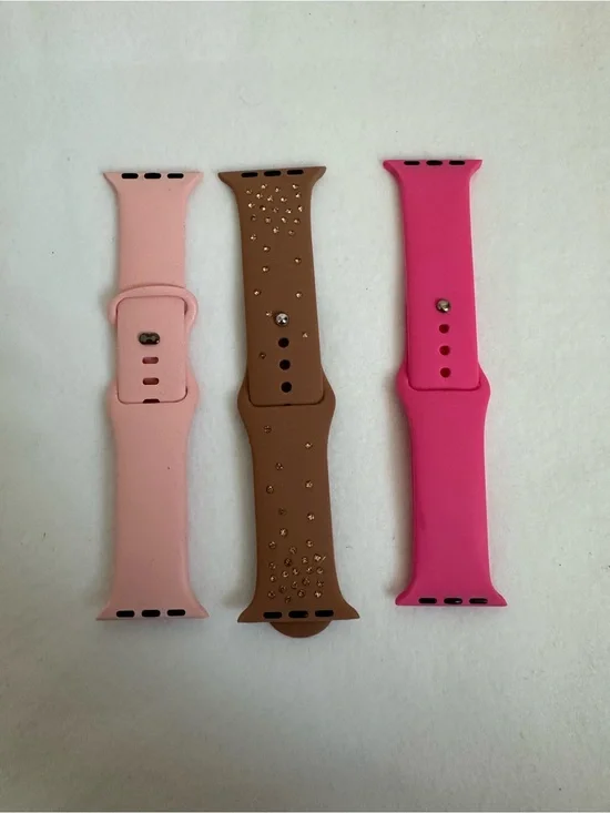 Source Unknown Pink, Light Pink & Brown Silicone Watch Bands