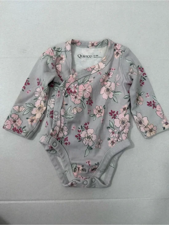 QUINCE 100% Cotton Kimono Bodysuit 0-3 Months