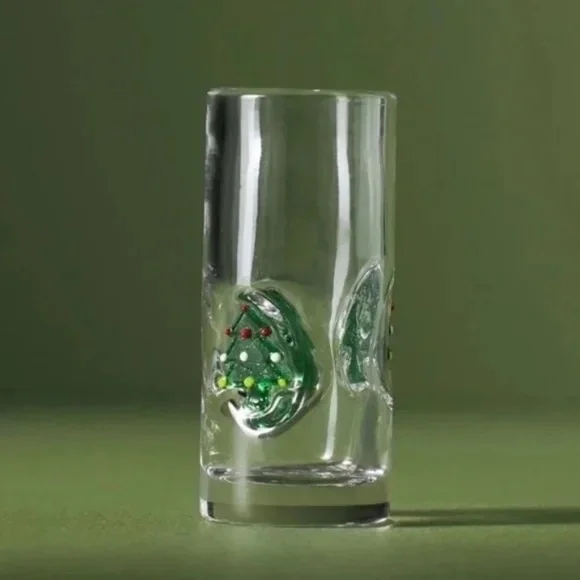 NIB Anthropologie Glass Christmas Tree Shot Glass
