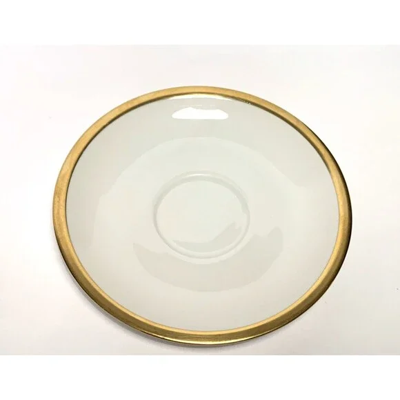 Arzberg Germany Large Tea Saucers Gold Rim Set of 3 Vintage Rare Pottery EUC