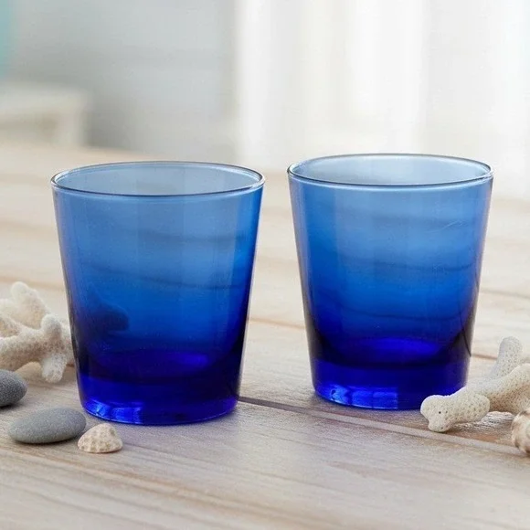 Anchor Hocking Cobalt Blue Juice‎ Glasses, Set of 2, Vintage Glass Drinkware