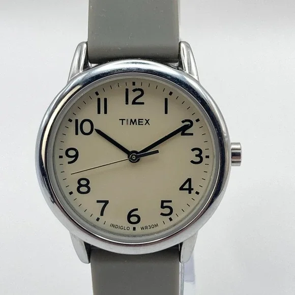 Timex Easy Reader Women's Watch 30mm Silver Tone Indiglo Silicone WR New Battery