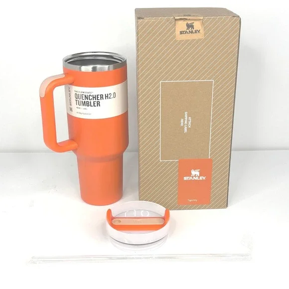 Stanley Quencher H2.0‎ FlowState 40oz Tumbler Tigerlily Orange Stainless Cup