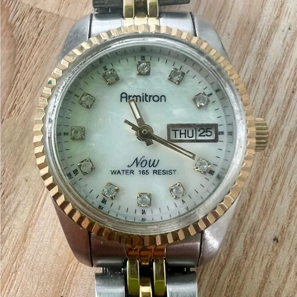 Armitron now ladies two tone dress watch NEW BATTERY