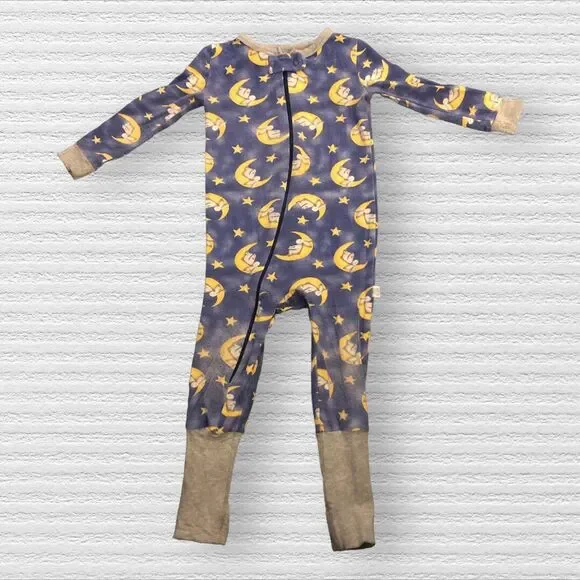 Sleep On It 18m Goodnight Moon Zip-Front Romper Coverall Pajama Bunny Star Blue