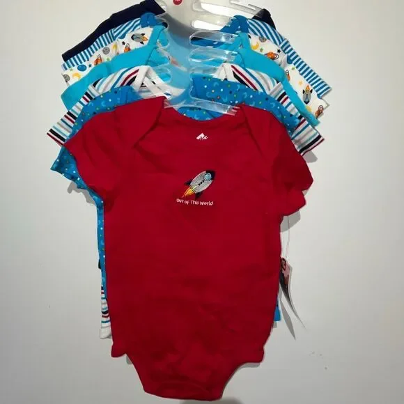 Member's‎ Mark Baby 7-Pack Short Sleeve 100% Cotton On-Piece Bodysuit Sz 18M NWT