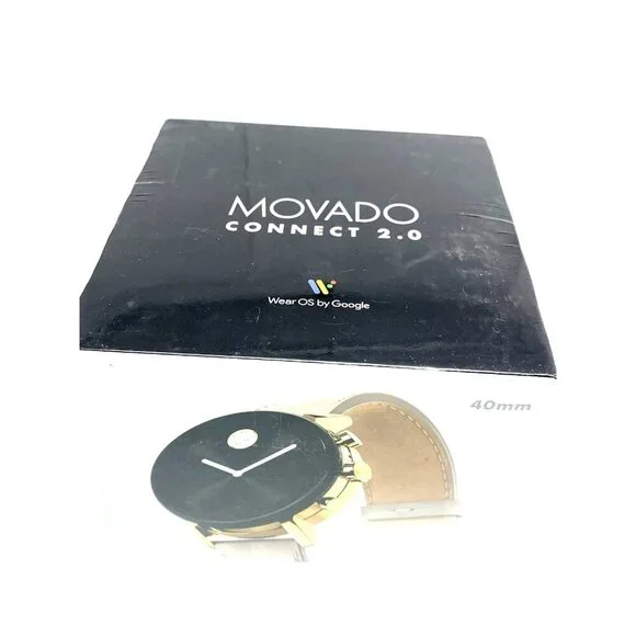 Movado Womens Watch 3660024 Smartwatch Connected 2.0 Gold Tone Leather Band 40mm