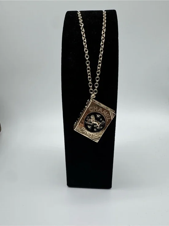 CHANEL Gold-Tone Book Locket Necklace