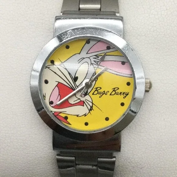 Bugs Bunny Warner Bros Womens Watch 29mm Silver Tone Cartoon New Battery 7.25