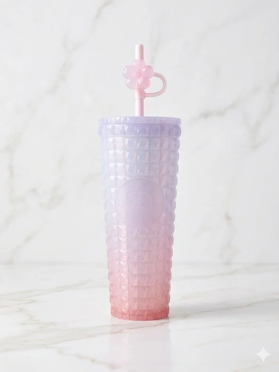 Starbucks 2026 Spring Cherry Blossom Pink Gradient Textured Venti Tumbler NWT