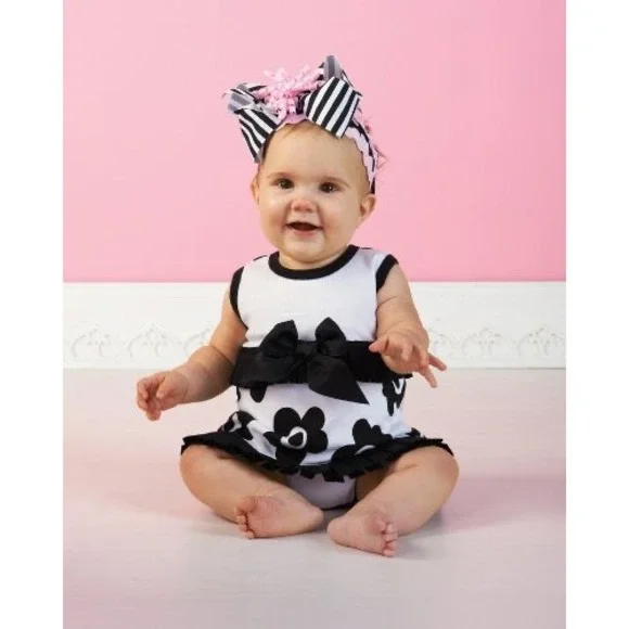 Mud‎ Pie Baby-Girls Tres Jolie Pleated Ruffle All-in-One Dress, Size 12-18 M