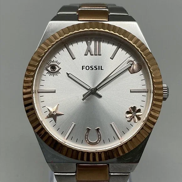 Fossil Luck Scarlette ES5261 Womens Watch 38mm Two Tone New Battery 6.5