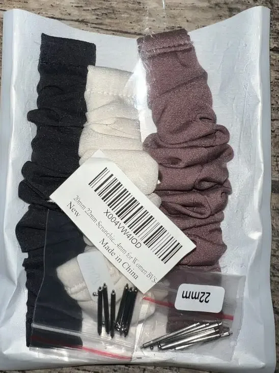 Scrunchie Style Fabric Apple Watch Bands ( set of 3) 20mm & 22mm OPEN BOX