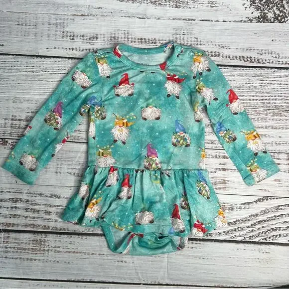 Posh Peanut 3-6 Months Gnomey Long Sleeve‎ Twirl Skirt Bodysuit