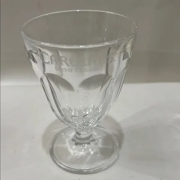 Carolans Irish Cream Whisky Glass Goblet Clear Ribbed Stemmed Drinkware Dining
