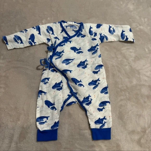 Angel Dear Baby Sleeper‎ tie fish footless one piece outfit 3-6 months