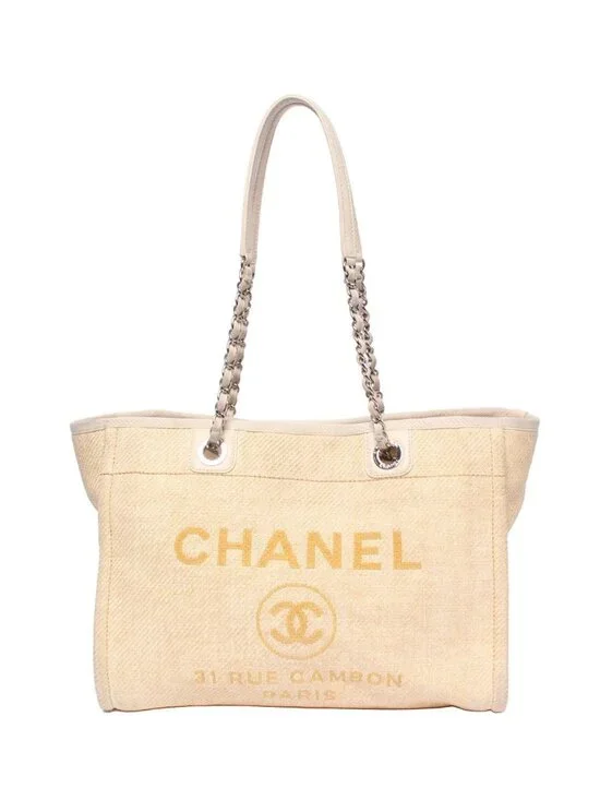 Chanel Chain Tote Shoulder Bag Silver 17 Deauville