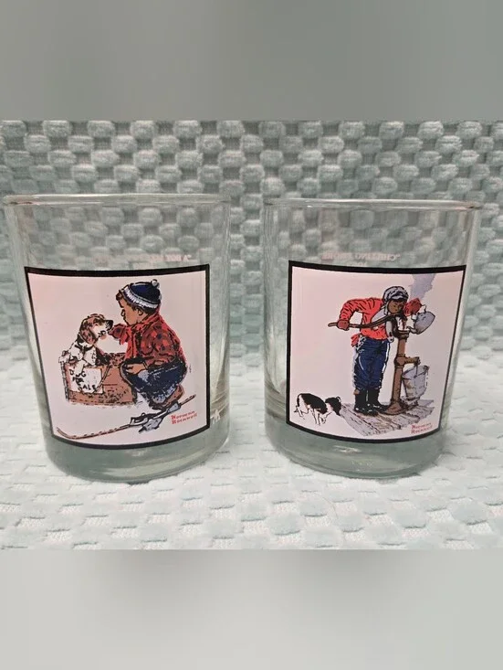 Norman Rockwell Glass Tumbler Set