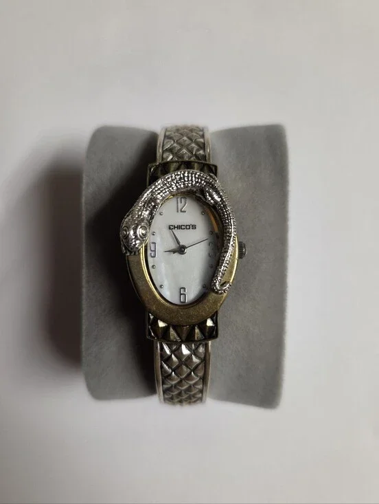 Chico's Two-Tone Snake Cuff Watch