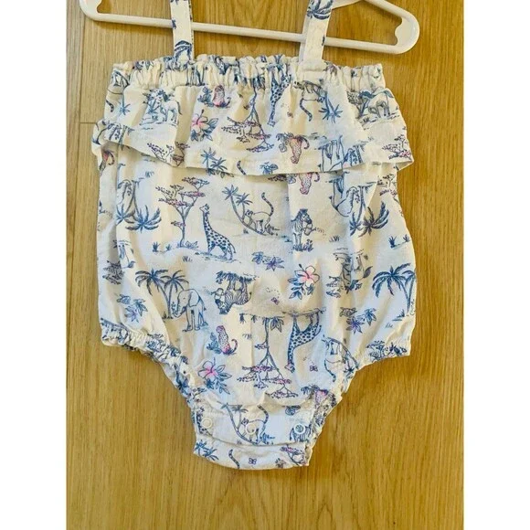 CARTERS linen ruffle bubble romper 12M
