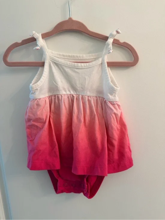 Carter's White Tank Romper with Pink Ombre Skirt