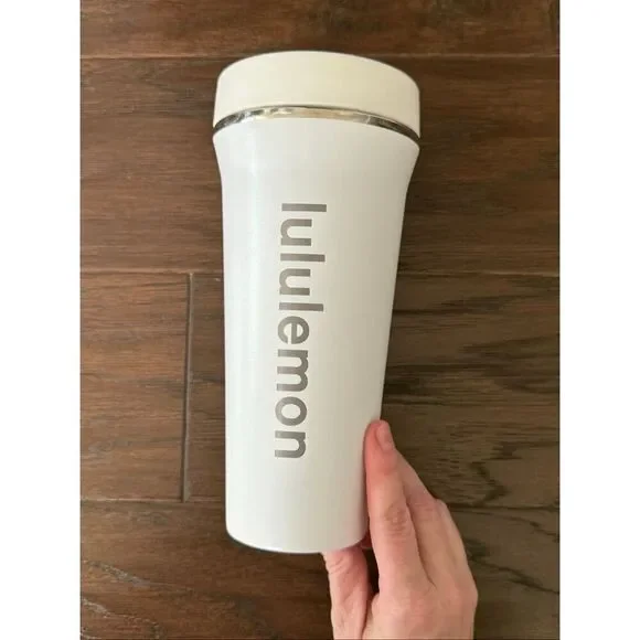 Lululemon 24 oz White Steel Tumbler with Straw lid