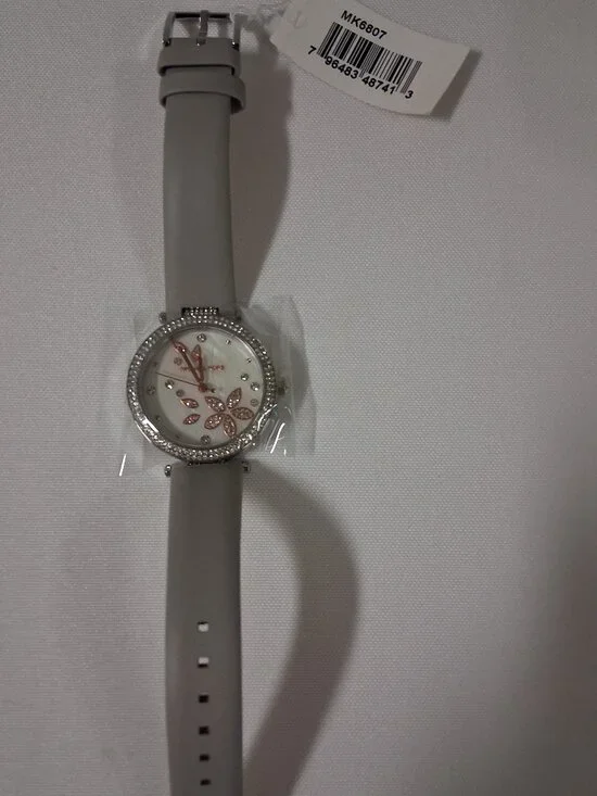 Michael Kors Parker Women's Quartz Analog Watch Gray Leather Strap MK6807 – New