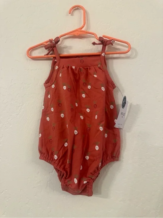 Baby Girl Red Tie-Shoulder One-Piece Bodysuit