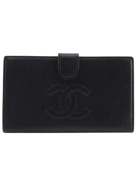 Chanel CC Logo Caviar Leather Black Wallet