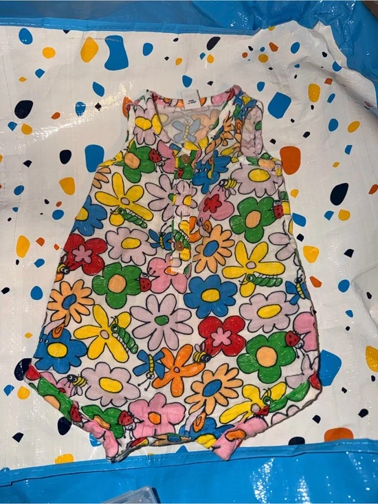 Old Navy White Floral Baby Romper with Multicolor Flowers