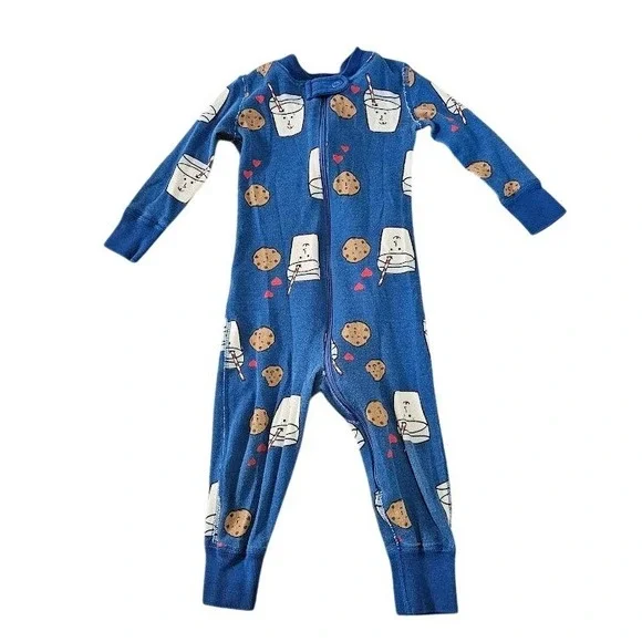 Hanna Andersson Milk and Cookies Organic Cotton Pajamas Blue 12-18 Months