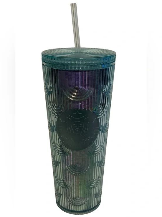 Starbucks Iridescent Mermaid 24 Oz Teal & Purple Venti Tumbler Cold Cup 2022