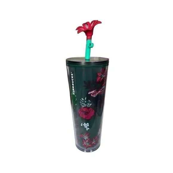 NWT 2022 Venti Woodland Berry Tumbler W/ Silicon Flower Straw Topper