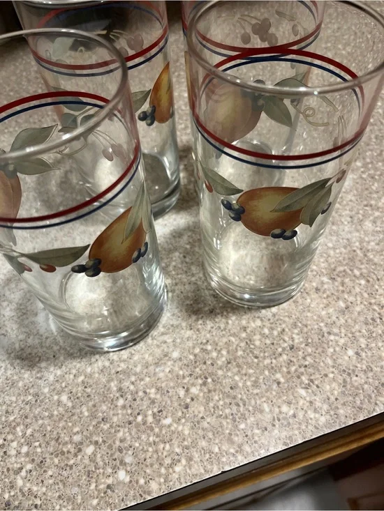 Vintage Abundance (Corelle) by Corning Four 16 oz  6 Inch Tall Glasses