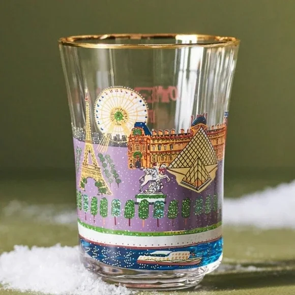 NWT Anthropologie Holiday in The City Paris  Juice Glass