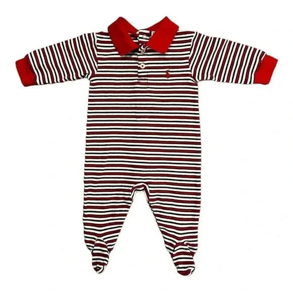 Ralph Lauren | Striped Footed Bodysuit (6 mos) 🐎