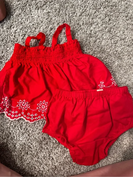 GAP Red Baby Girls Embroidered Dress