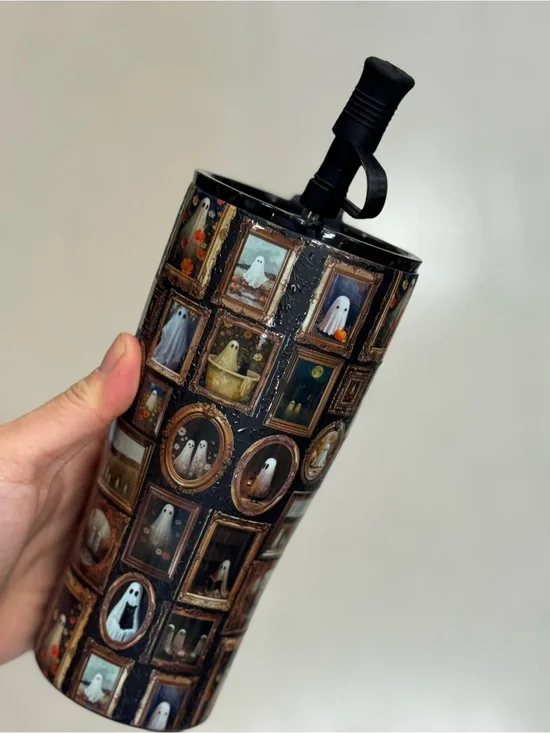 Ghost Portrait Stainless Steel Tumbler with Straw Lid