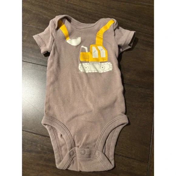 Carters Baby Boys Brown Excavator Graphic Short Sleeve Bodysuit 3M Construction