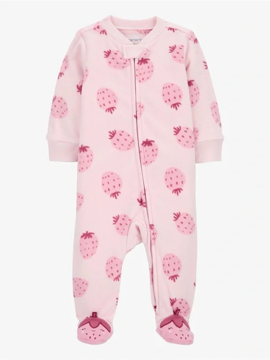 Carters baby strawberry fleece footie sleep & play pajama 3 months