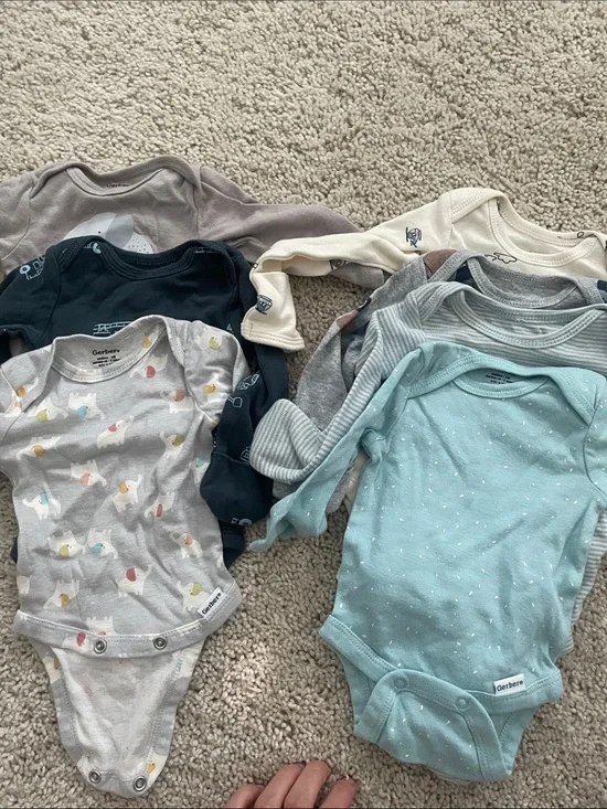 Gerber Long-Sleeve Baby Bodysuit Set - Light Blue, Gray, Navy & Cream