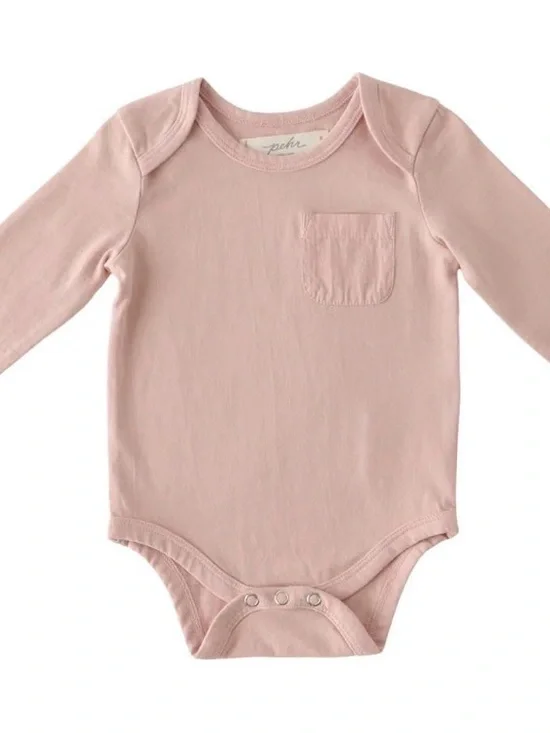 NWOT Pehr Long Sleeve Baby One-Piece Bodysuit in Light Pink