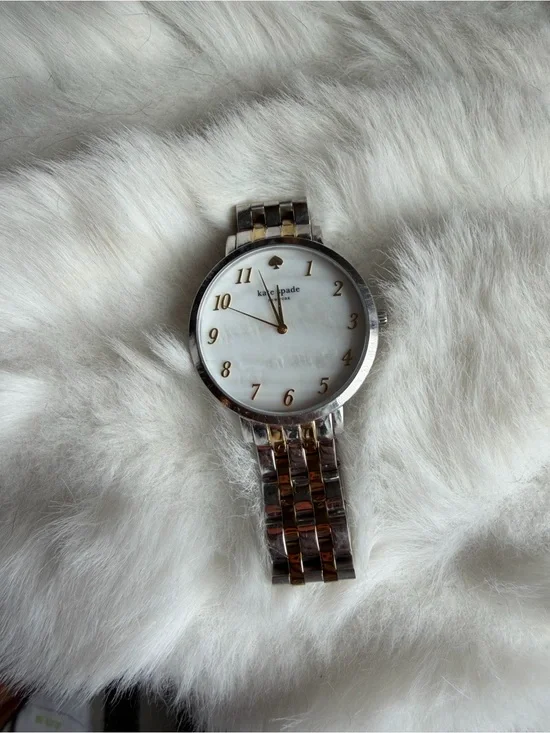 kate spade Two-Tone Silver and Gold Bracelet Watch with White Dial
