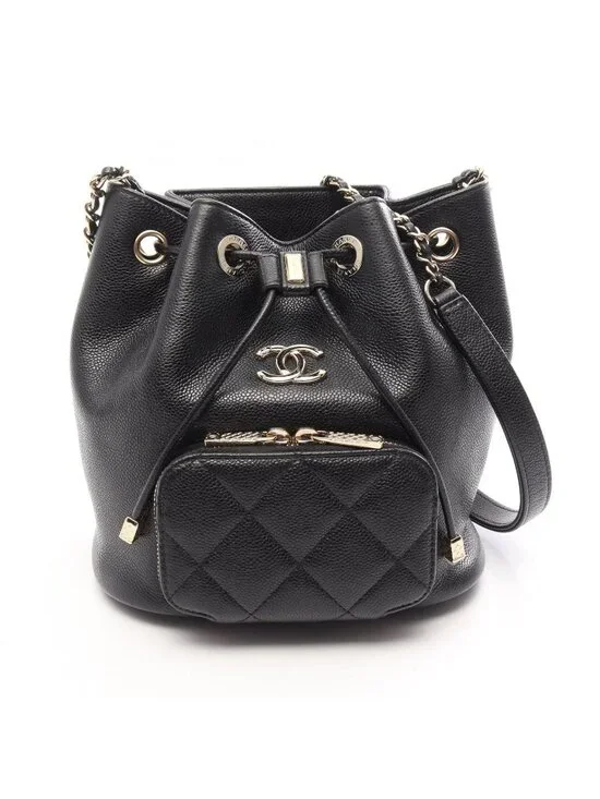 Chanel Shoulder Bag Quilted Black Caviar Leather