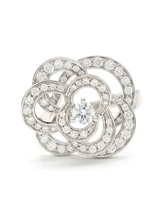 Chanel Ten Ring Camellia Diamond 750 18k White Gold